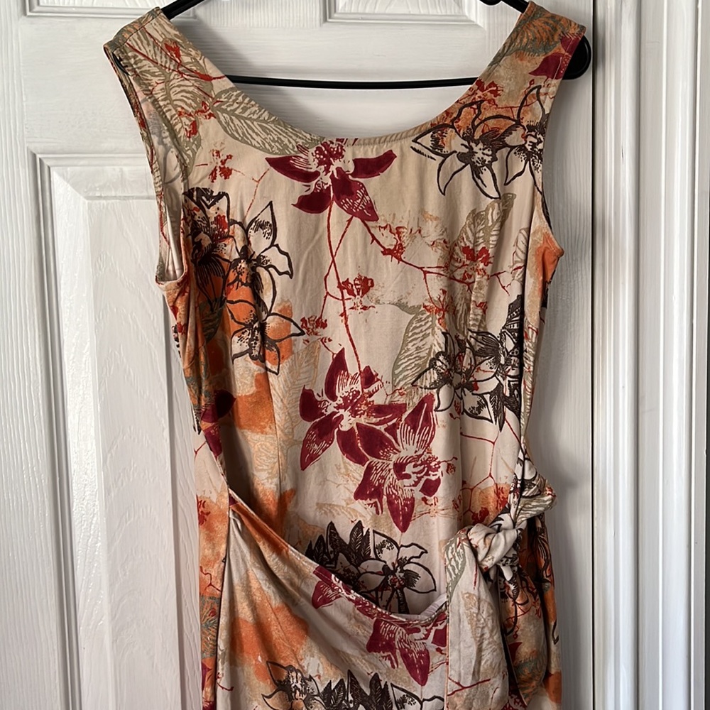 Caribbean Joe floral wrap waist style dress size PMedium